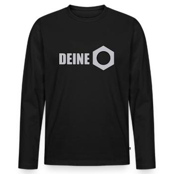 Deine Mutter Geschenk - Männer Premium Bio Langarmshirt - Schwarz - Vorne - Nico (187cm)