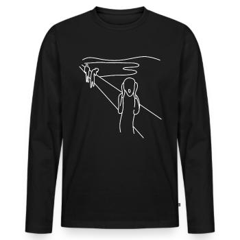 Scream Art Art Gift Modern One Line Painting - T-shirt manches longues Premium bio Homme - noir - Devant - Nico (187cm)