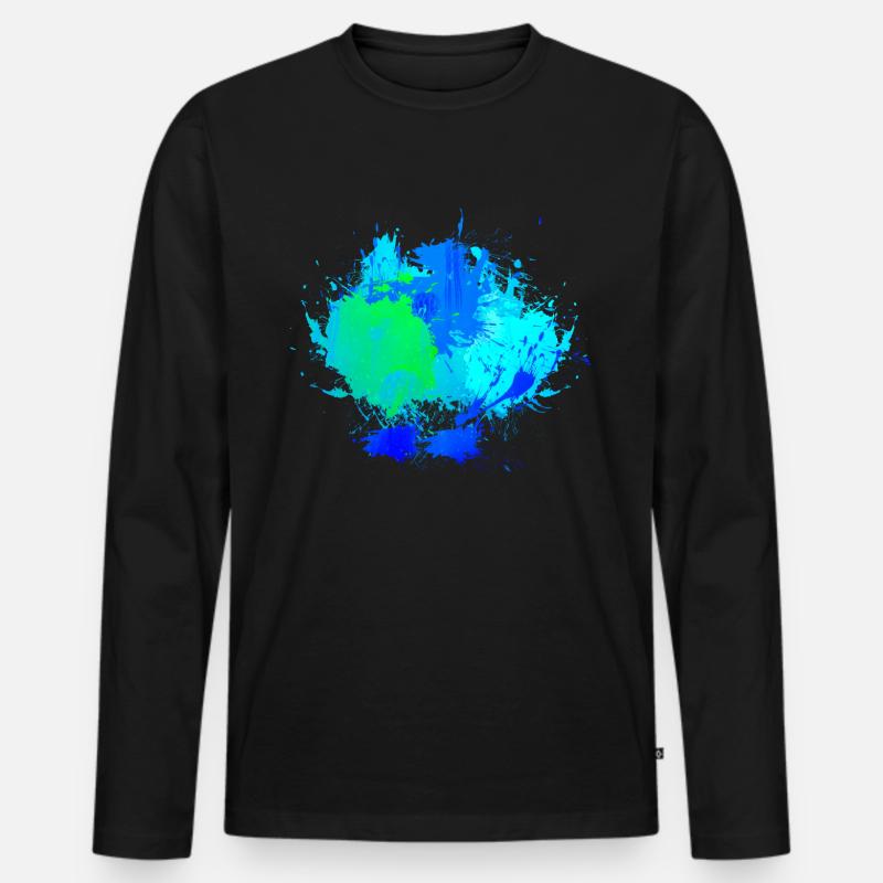 Blauer Farbfleck Hintergrund Deko - Männer Premium Bio Langarmshirt - Schwarz