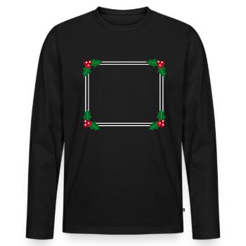 Frame with holly Winter Christmas - Men's Premium Organic Long Sleeve Shirt - black - Front - Nico (187cm)