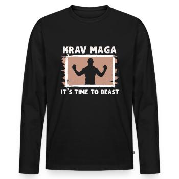 Krav Maga Kampfsport Krav Maga Trainer Krav Maga - Männer Premium Bio Langarmshirt - Schwarz - Vorne - Nico (187cm)