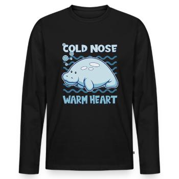 Cold Nose Warm Heart Manatee Seekuh - Men's Premium Organic Long Sleeve Shirt - black - Front - Nico (187cm)