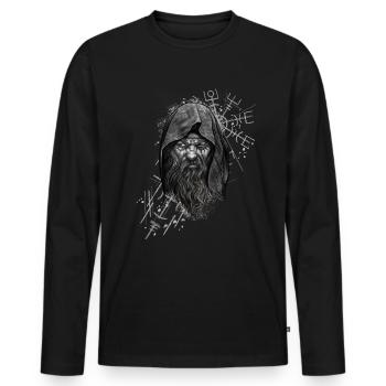 Vegvisir Odin avec Hugin et Munin - Vikings - T-shirt manches longues Premium bio Homme - noir - Devant - Nico (187cm)
