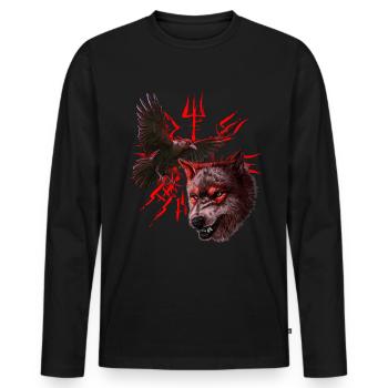 Vegvisir Odin avec Hugin et Munin - Vikings - T-shirt manches longues Premium bio Homme - noir - Devant - Nico (187cm)