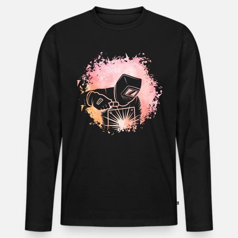Schweißer Retro - Männer Premium Bio Langarmshirt - Schwarz