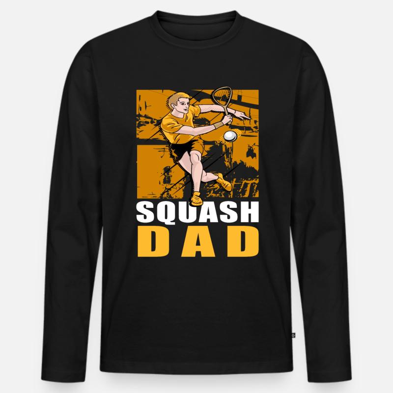 Squash Dad - Männer Premium Bio Langarmshirt - Schwarz
