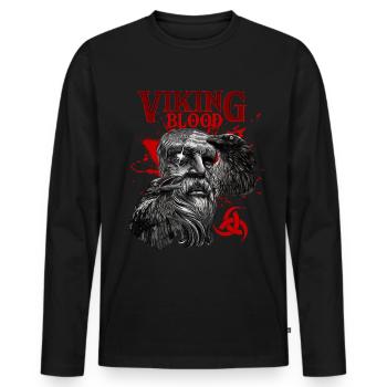 Viking Blood Odin Und Raben Wikinger Kultur - Männer Premium Bio Langarmshirt - Schwarz - Vorne - Nico (187cm)