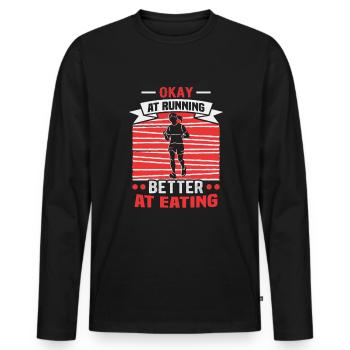 Running Marathon Runner Running - Men's Premium Organic Long Sleeve Shirt - black - Front - Nico (187cm)
