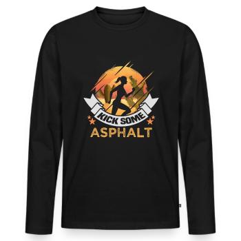 Running Marathon Runner Running - Men's Premium Organic Long Sleeve Shirt - black - Front - Nico (187cm)