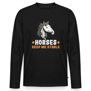 Reiter und Reitsport Design für Pferdeliebhaber - Männer Premium Bio Langarmshirt - Schwarz - Vorne - Nico (187cm)