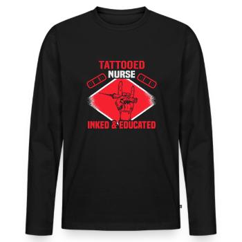 Tattooed EMT Inked & Educated Krankenschwester - Männer Premium Bio Langarmshirt - Schwarz - Vorne - Nico (187cm)