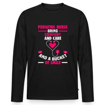 Infirmière pédiatre Infirmière dialyse Infirmière - T-shirt manches longues Premium bio Homme - noir - Devant - Nico (187cm)