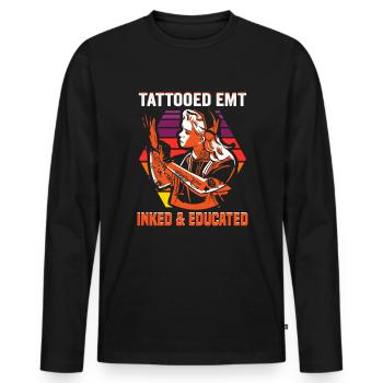 Tattooed EMT Inked & Educated Krankenschwester - Männer Premium Bio Langarmshirt - Schwarz - Vorne - Nico (187cm)
