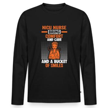 Pflegerin INFIRMIÈRE DE L’USIN USIN Krankenschwester - T-shirt manches longues Premium bio Homme - noir - Devant - Nico (187cm)
