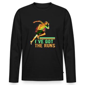 Running Marathon Runner Running - Men's Premium Organic Long Sleeve Shirt - black - Front - Nico (187cm)