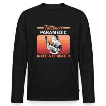 Tattooed Paramedic Inked & Educated Sanitäter - Men's Premium Organic Long Sleeve Shirt - black - Front - Nico (187cm)
