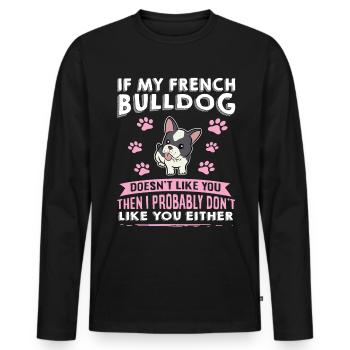 Chiens Français Bulldog Amateurs de chiens - T-shirt manches longues Premium bio Homme - noir - Devant - Nico (187cm)