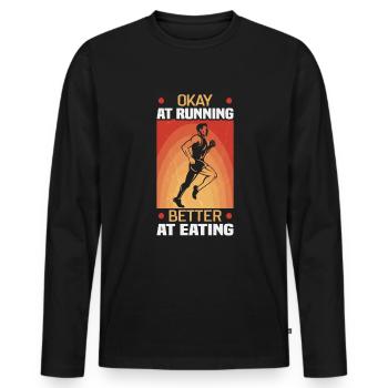 Running Marathon Runner Running - Men's Premium Organic Long Sleeve Shirt - black - Front - Nico (187cm)
