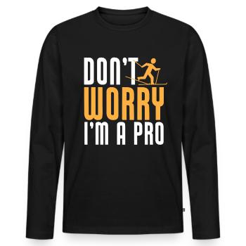 Cross-country biathlon cross-country skiers - Men's Premium Organic Long Sleeve Shirt - black - Front - Nico (187cm)