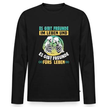 Freundschafts Geschenk für guten Freund - Männer Premium Bio Langarmshirt - Schwarz - Vorne - Nico (187cm)
