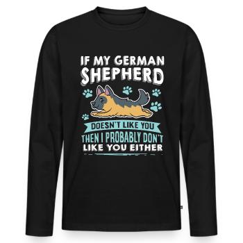 Chiens Berger Allemand Amoureux des Chiens - T-shirt manches longues Premium bio Homme - noir - Devant - Nico (187cm)