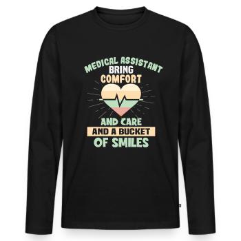Infirmière assistante médicale Infirmière - T-shirt manches longues Premium bio Homme - noir - Devant - Nico (187cm)