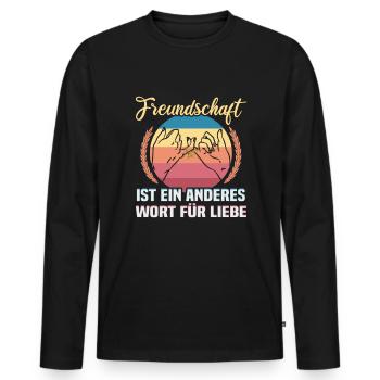 Freundschafts Geschenk für guten Freund - Männer Premium Bio Langarmshirt - Schwarz - Vorne - Nico (187cm)