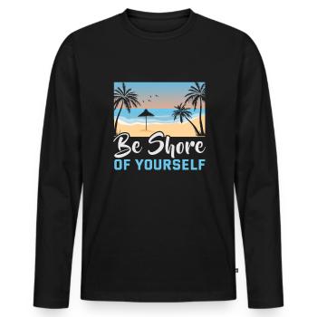 Strandurlaub am Meer Design Strandmotiv - Männer Premium Bio Langarmshirt - Schwarz - Vorne - Nico (187cm)