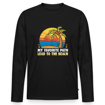 Strandurlaub am Meer Design Strandmotiv - Männer Premium Bio Langarmshirt - Schwarz - Vorne - Nico (187cm)