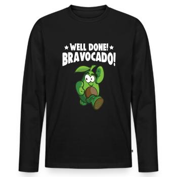 Avocado Design für Vegetarier und Veganer - Männer Premium Bio Langarmshirt - Schwarz - Vorne - Nico (187cm)