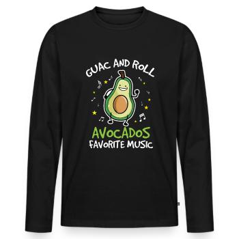 Avocado design for vegetarians and vegans - Men's Premium Organic Long Sleeve Shirt - black - Front - Nico (187cm)