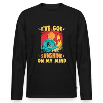 Strandurlaub am Meer Design Strandmotiv - Männer Premium Bio Langarmshirt - Schwarz - Vorne - Nico (187cm)