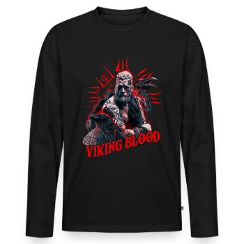 Viking Blood Odin Und Raben Wikinger Kultur - Männer Premium Bio Langarmshirt - Schwarz - Vorne - Nico (187cm)