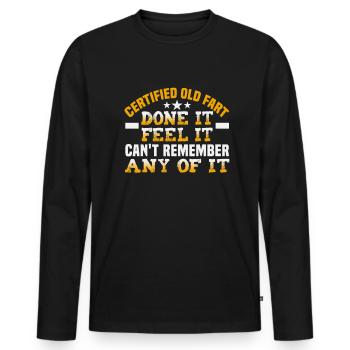 Retirement Gift idea Pension Work colleague - Men's Premium Organic Long Sleeve Shirt - black - Front - Nico (187cm)
