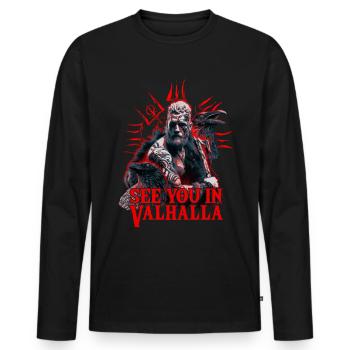 Viking Blood Odin Und Raben Wikinger Kultur - Männer Premium Bio Langarmshirt - Schwarz - Vorne - Nico (187cm)