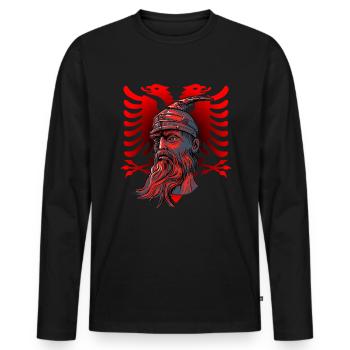 Aigle albanais Kosovo Designs pour les Albanais - T-shirt manches longues Premium bio Homme - noir - Devant - Nico (187cm)