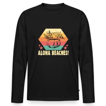 Aloha Beaches! Beach holiday by the sea Beach motif - Men's Premium Organic Long Sleeve Shirt - black - Front - Nico (187cm)