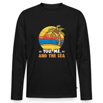 Strandurlaub am Meer Design Strandmotiv - Männer Premium Bio Langarmshirt - Schwarz - Vorne - Nico (187cm)