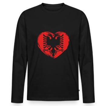 Aigle albanais Kosovo Designs pour les Albanais - T-shirt manches longues Premium bio Homme - noir - Devant - Nico (187cm)