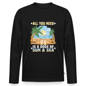 Strandurlaub am Meer Design Strandmotiv - Männer Premium Bio Langarmshirt - Schwarz - Vorne - Nico (187cm)
