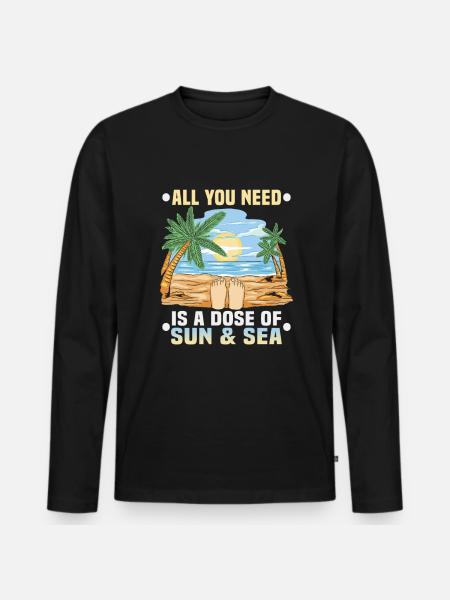 Strandurlaub am Meer Design Strandmotiv - Männer Premium Bio Langarmshirt - Schwarz