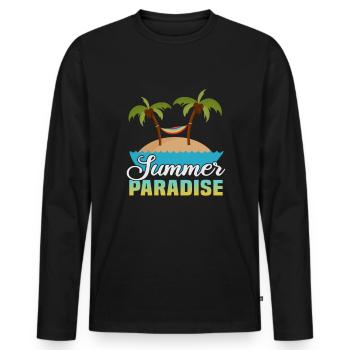 Strandurlaub am Meer Design Strandmotiv - Männer Premium Bio Langarmshirt - Schwarz - Vorne - Nico (187cm)