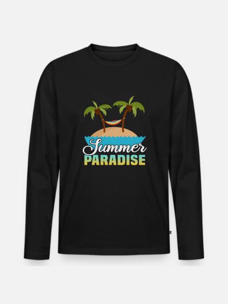 Strandurlaub am Meer Design Strandmotiv - Männer Premium Bio Langarmshirt - Schwarz