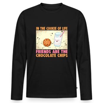 Cadeau d’amitié pour bon ami - T-shirt manches longues Premium bio Homme - noir - Devant - Nico (187cm)
