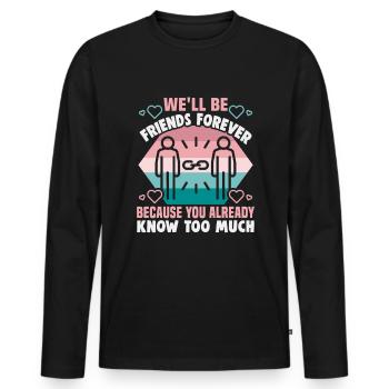 Cadeau d’amitié pour bon ami - T-shirt manches longues Premium bio Homme - noir - Devant - Nico (187cm)