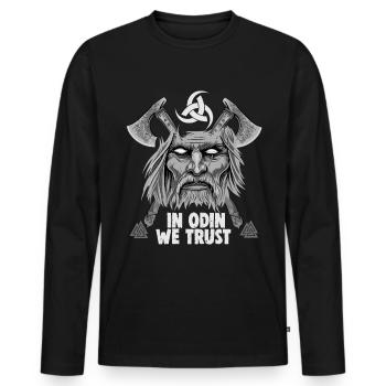 Viking Blood Odin Und Raben Wikinger Kultur - Männer Premium Bio Langarmshirt - Schwarz - Vorne - Nico (187cm)