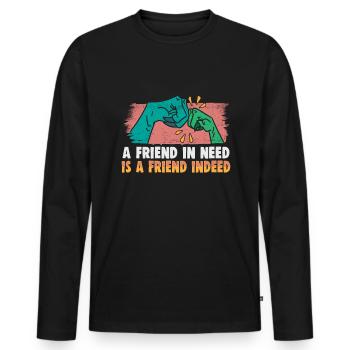Cadeau d’amitié pour bon ami - T-shirt manches longues Premium bio Homme - noir - Devant - Nico (187cm)