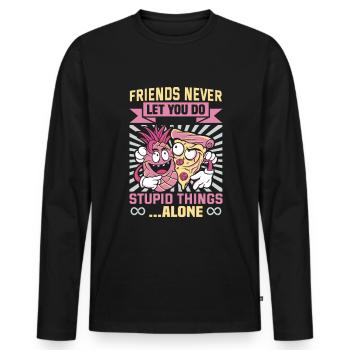 Cadeau d’amitié pour bon ami - T-shirt manches longues Premium bio Homme - noir - Devant - Nico (187cm)