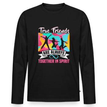 Cadeau d’amitié pour bon ami - T-shirt manches longues Premium bio Homme - noir - Devant - Nico (187cm)
