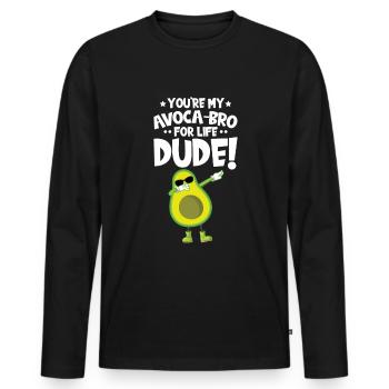 Avocado Design für Vegetarier und Veganer - Männer Premium Bio Langarmshirt - Schwarz - Vorne - Nico (187cm)